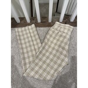 VTG 70s JCPenney MW "The Slack" Tan Plaid Dress Pants High Rise Straight